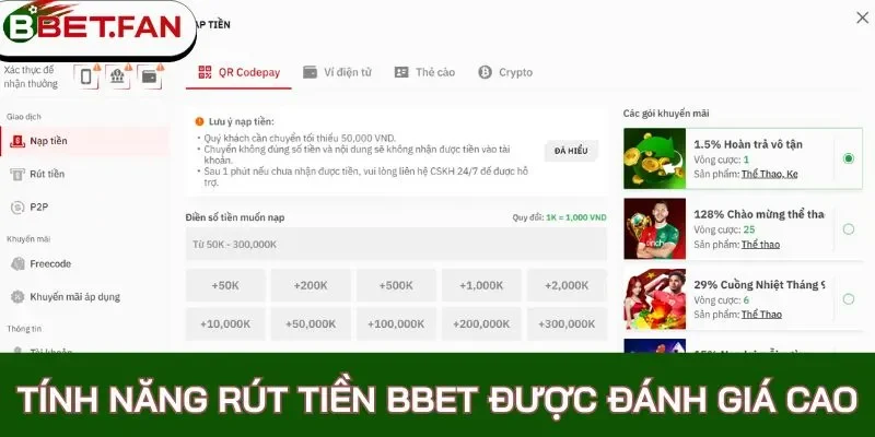 Khám phá các tính năng rút tiền BBet hiện đại