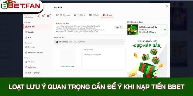 lưu ý nạp tiền