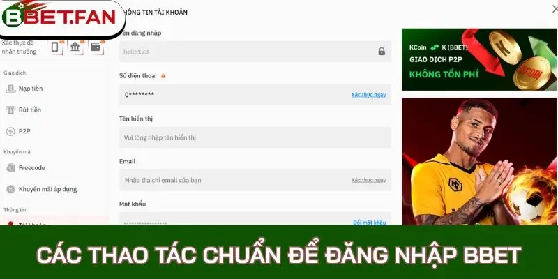 đăng nhập tài khoản bbet