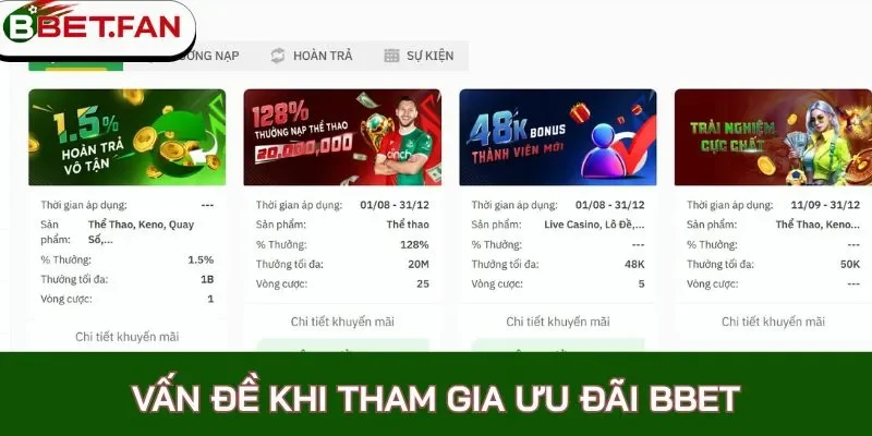 Vấn đề khi tham gia ưu đãi BBet