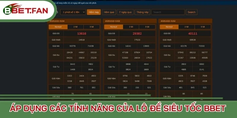 Áp dụng các tính năng của lô đề siêu tốc Bbet 