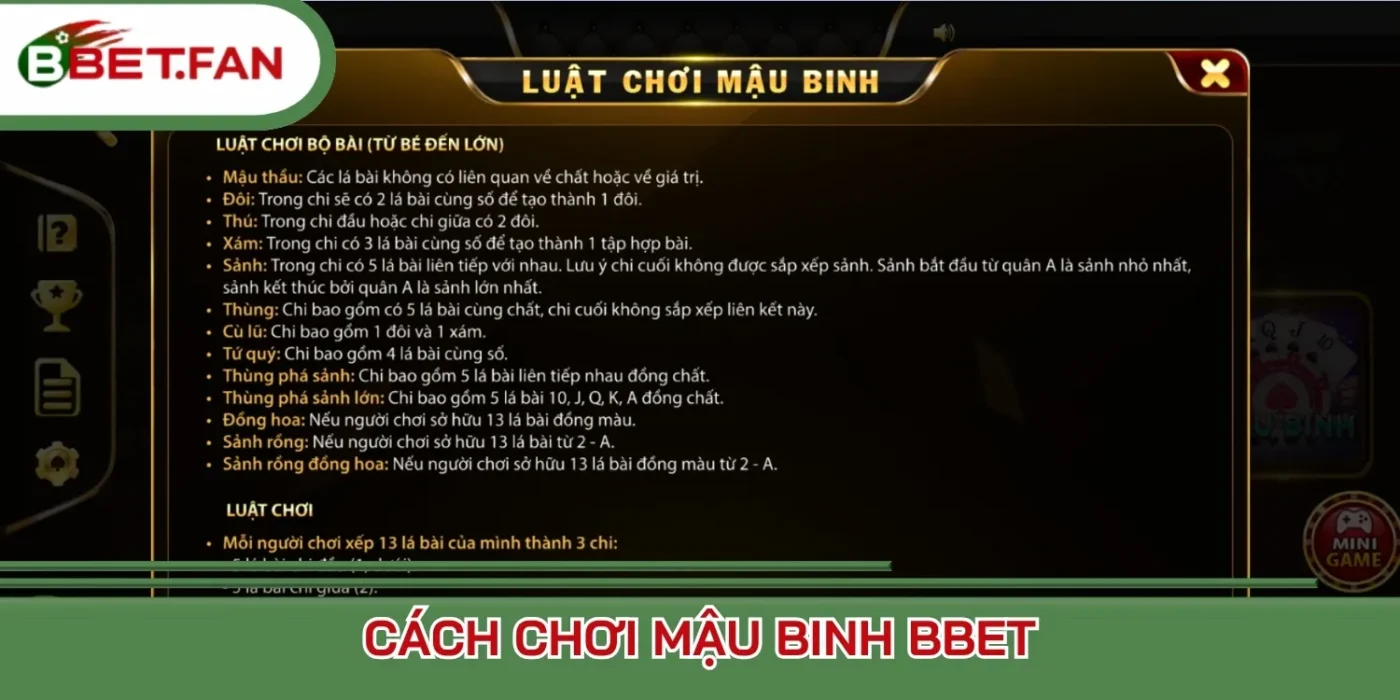 Cách chơi Mậu Binh Bbet
