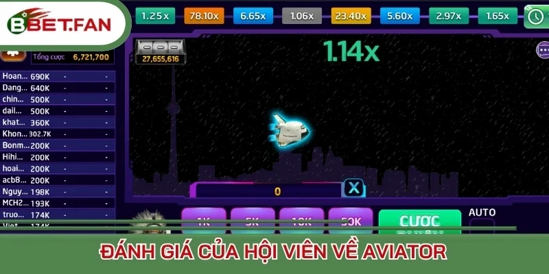 Đánh giá của hội viên về Aviator 