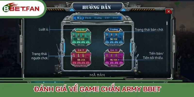 Đánh giá về game Chắn army BBet