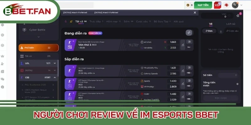 Người chơi review về IM Esports BBet