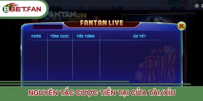 Nguyên tắc cược tiền tại cửa Tài/Xỉu