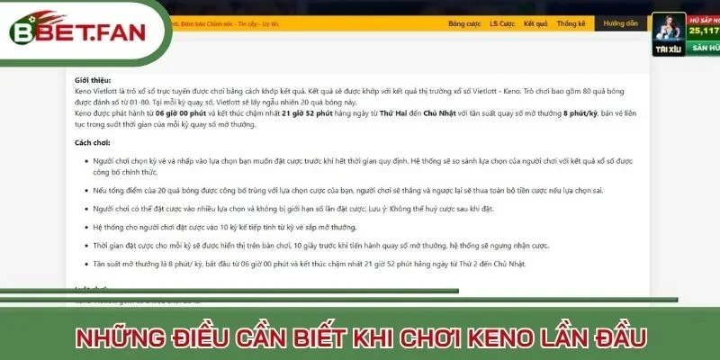 Những điều cần biết khi chơi Keno lần đầu