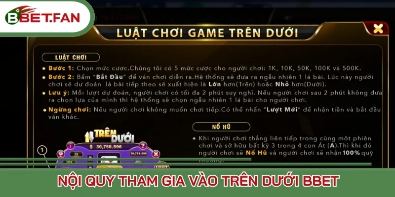 Nội quy tham gia vào Trên Dưới BBet