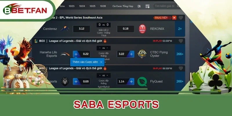 Top thể loại cược có ở SABA Esports