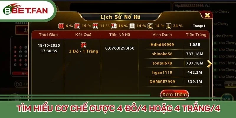 Tìm hiểu cơ chế cược 4 đỏ/4 hoặc 4 trắng/4